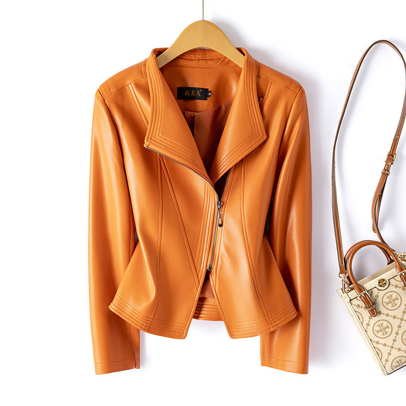 Gina | Womens Faux Leather Jacket Slim Fit Long Sleeve Casual Coat