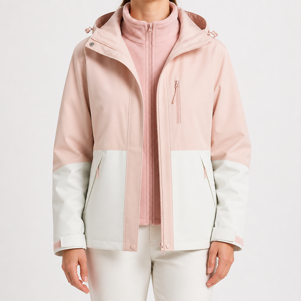 Ginny | Womens Waterproof Hooded 3-in-1 Softshell Jacket, Dusty Pink 2