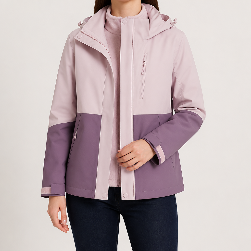 Ginny | Womens Waterproof Hooded 3-in-1 Softshell Jacket, Mauve