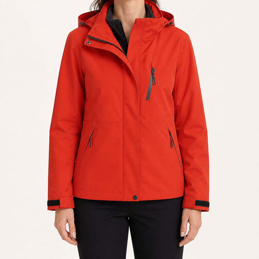Ginny | Womens Waterproof Hooded 3-in-1 Softshell Jacket, Red