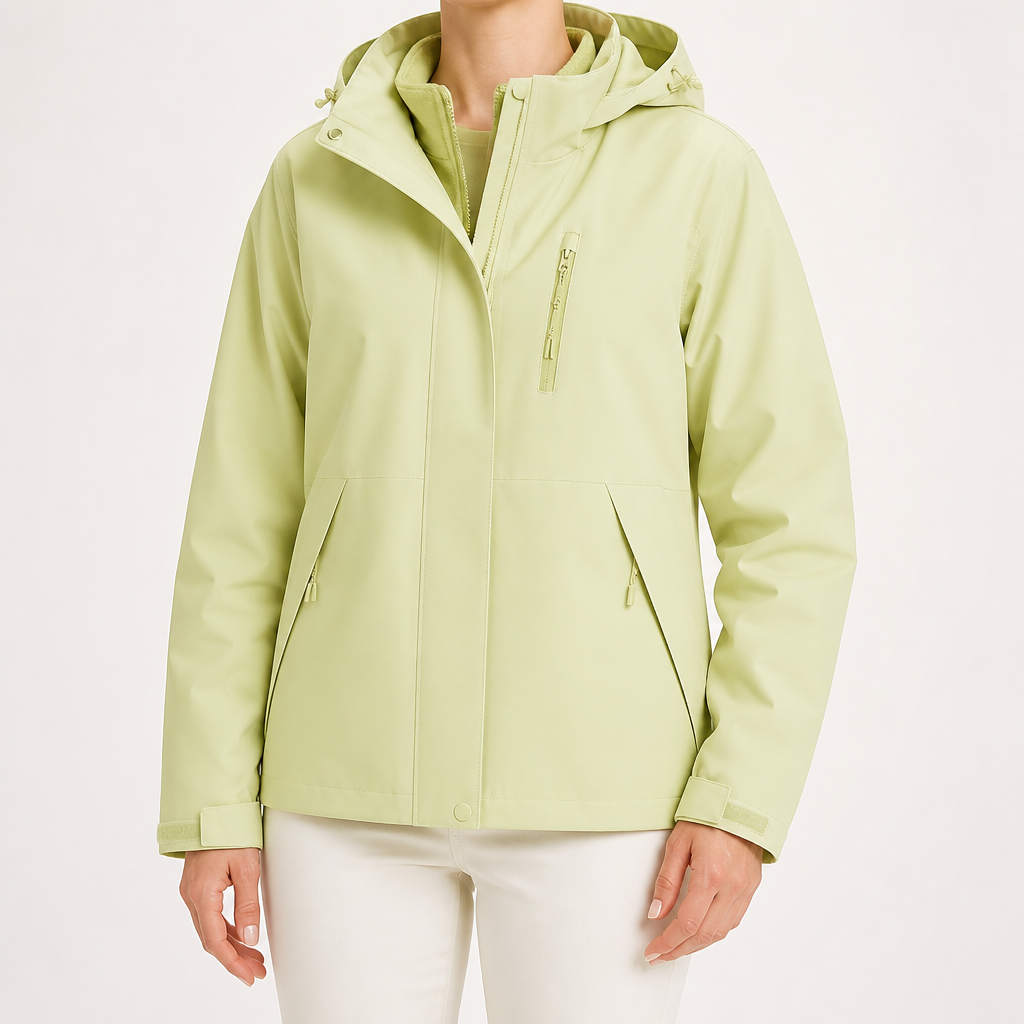 Ginny | Womens Waterproof Hooded 3-in-1 Softshell Jacket, Olive Green