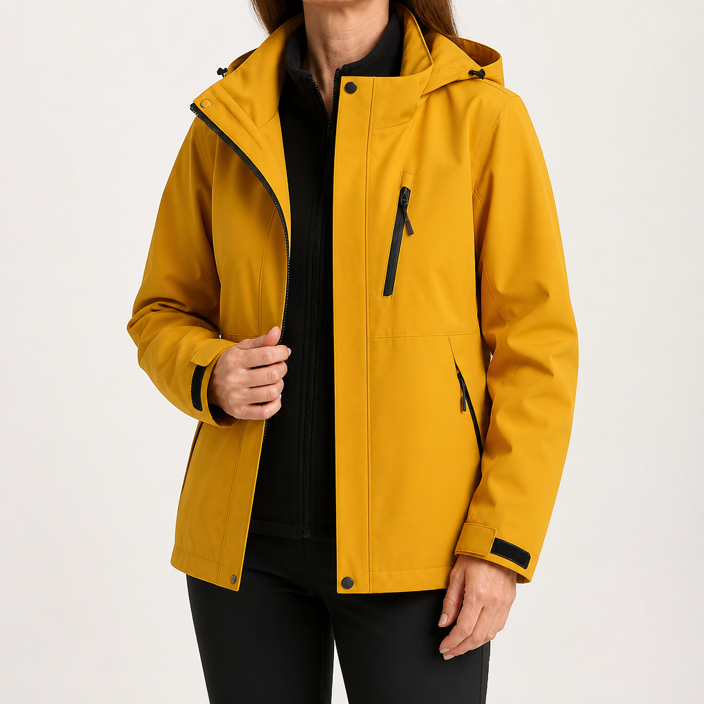 Ginny | Womens Waterproof Hooded 3-in-1 Softshell Jacket, Sunflower Yellow