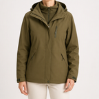 Ginny | Womens Waterproof Hooded 3-in-1 Softshell Jacket, Army Green