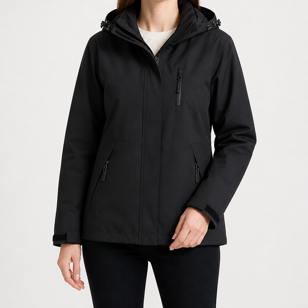 Ginny | Womens Waterproof Hooded 3-in-1 Softshell Jacket, Black 2
