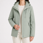 Ginny | Womens Waterproof Hooded 3-in-1 Softshell Jacket, Green