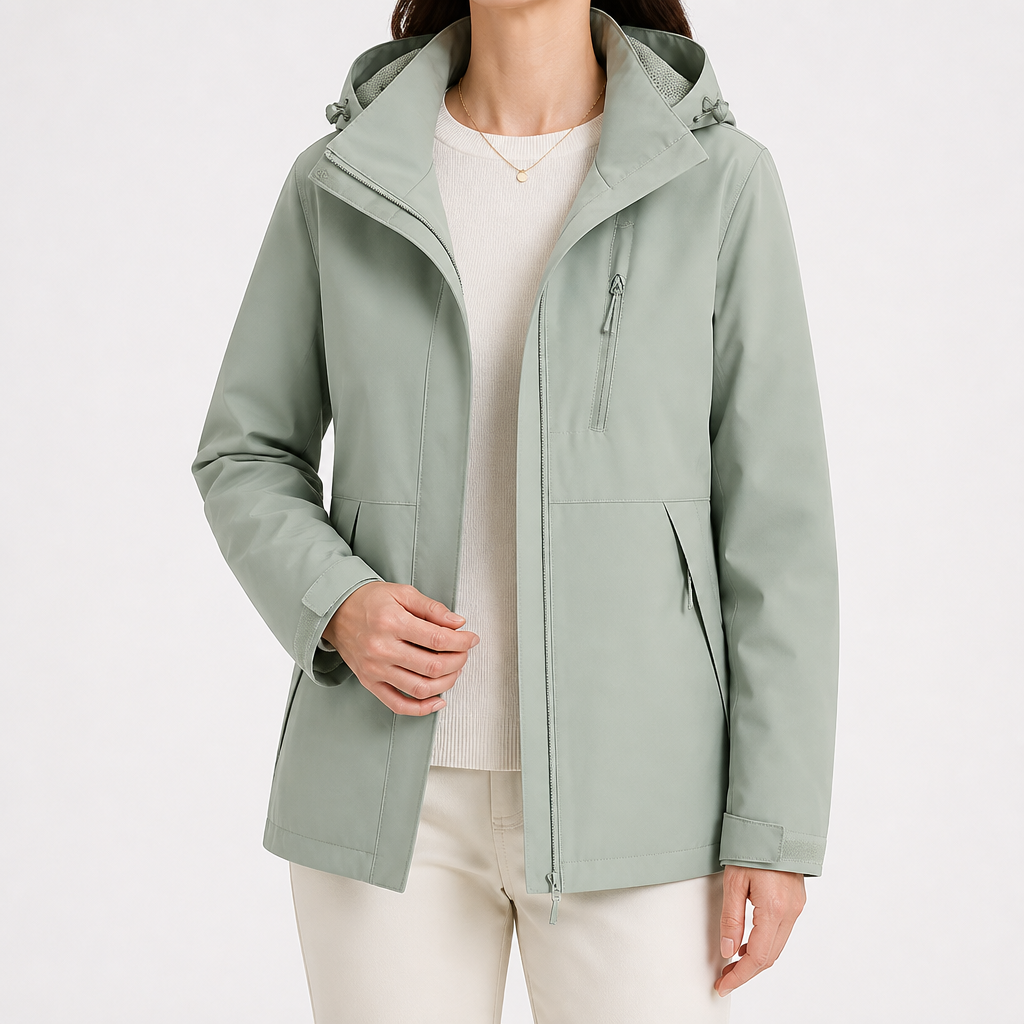 Ginny | Womens Waterproof Hooded 3-in-1 Softshell Jacket, Green