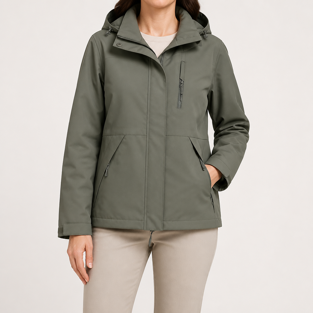 Ginny | Womens Waterproof Hooded 3-in-1 Softshell Jacket, Bronze Green