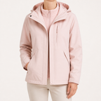 Ginny | Womens Waterproof Hooded 3-in-1 Softshell Jacket, Blush Pink