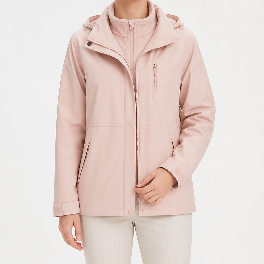 Ginny | Womens Waterproof Hooded 3-in-1 Softshell Jacket, Dusty Pink