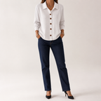 Goldie | Womens Polo Collar Button Front Knit Cardigan Sweater Jacket, White