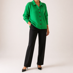 Goldie | Womens Polo Collar Button Front Knit Cardigan Sweater Jacket, Grass Green