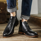 Grayson | Mens Retro High Top Leather Martin Boots - Black