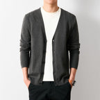 Greg | Mens V Neck Knit Long Sleeve Button Cardigan Sweater