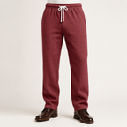 Gulliver | Mens Waffle Knit Casual Sports Versatile Trousers, Wine Red