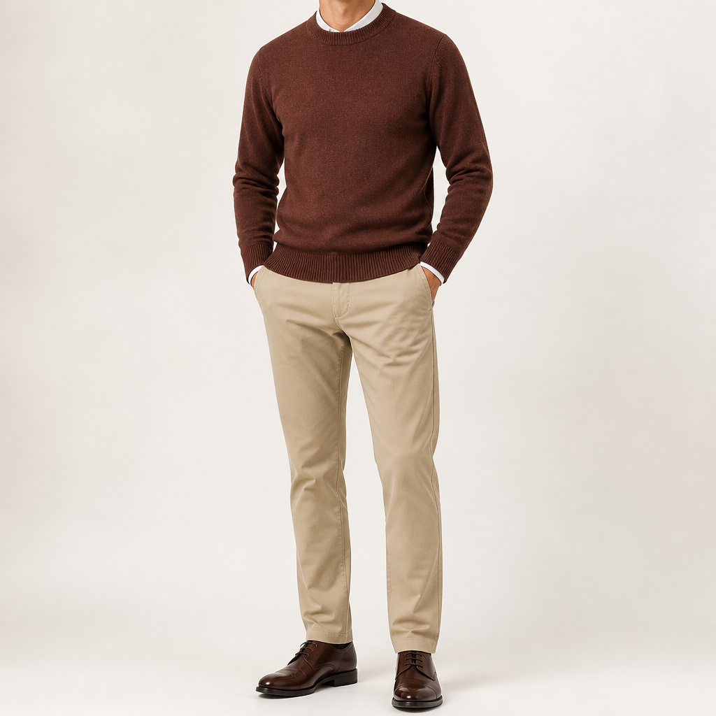 Gunnar | Mens Half Turtleneck Sweater Thick Knit Mock Neck Pullover, Brown