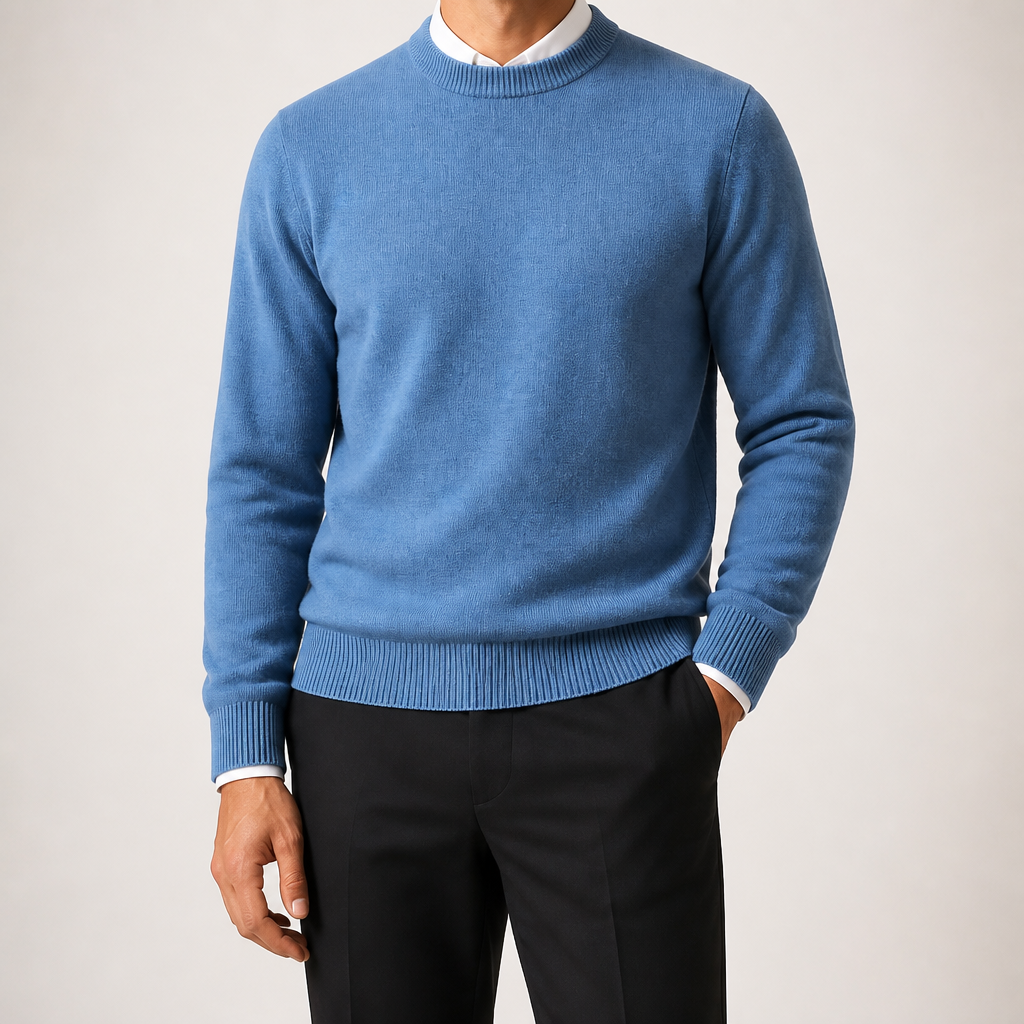 Gunnar | Mens Half Turtleneck Sweater Thick Knit Mock Neck Pullover, Lake Blue