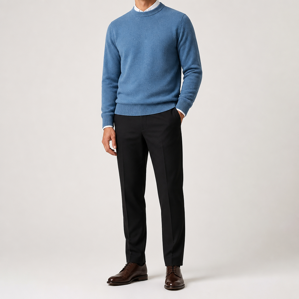 Gunnar | Mens Half Turtleneck Sweater Thick Knit Mock Neck Pullover, Lake Blue