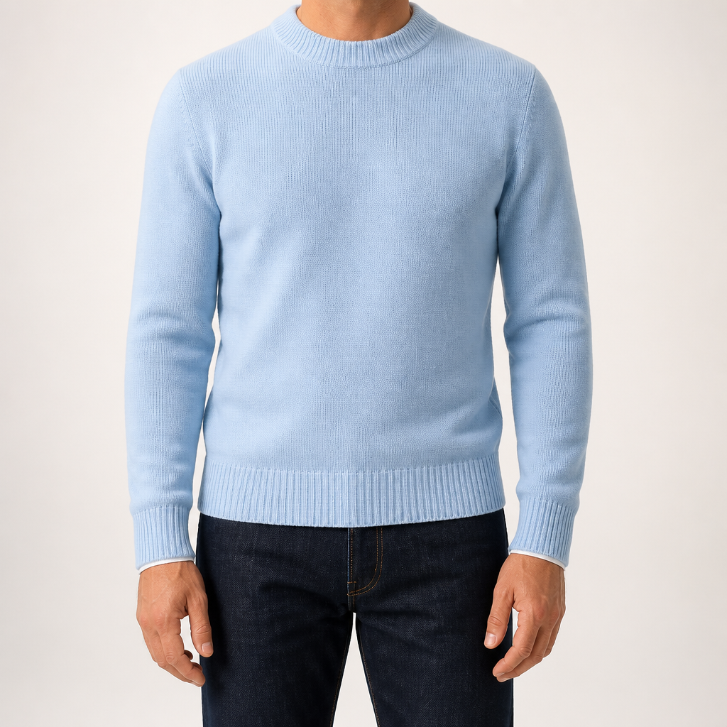 Gunnar | Mens Half Turtleneck Sweater Thick Knit Mock Neck Pullover, Sky Blue