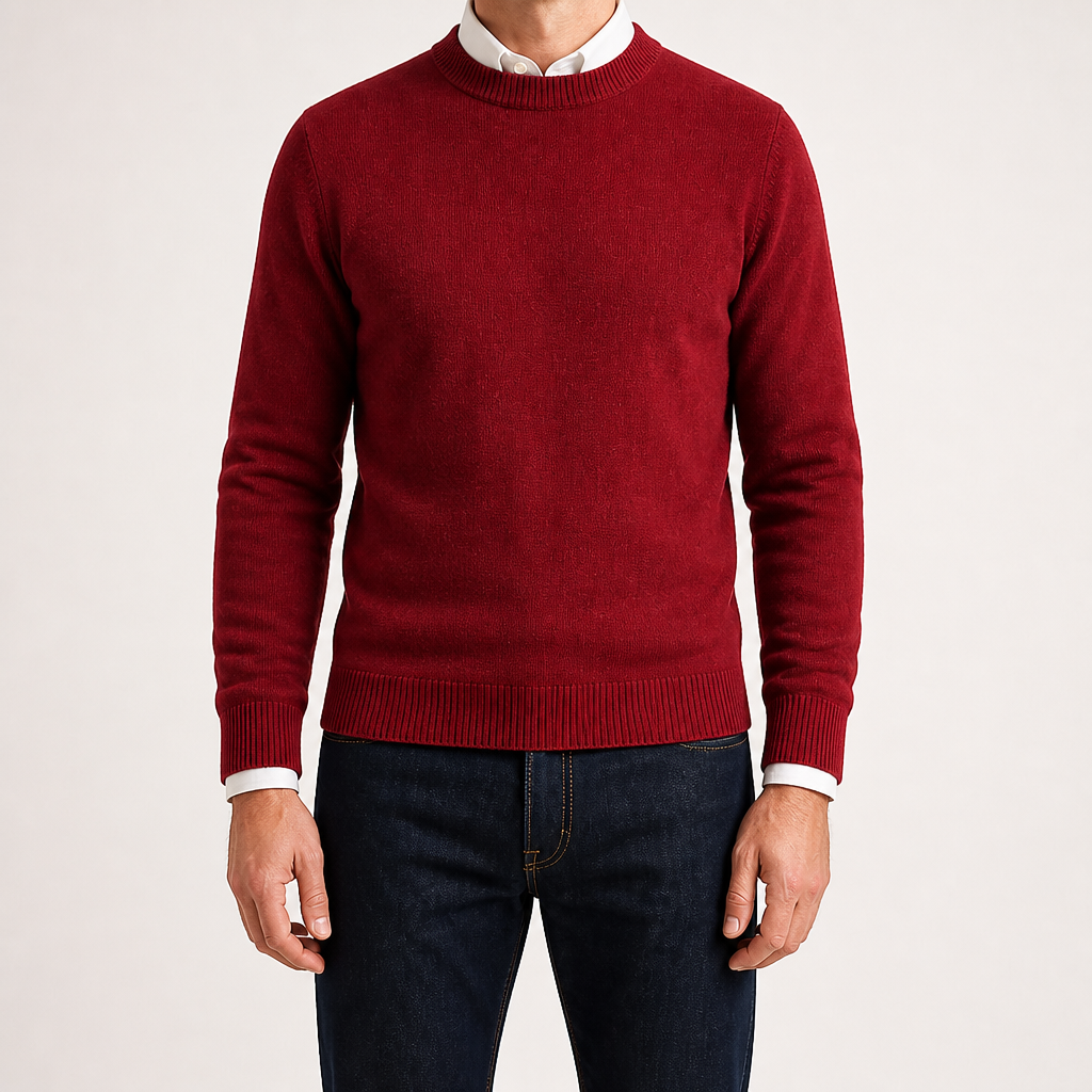 Gunnar | Mens Half Turtleneck Sweater Thick Knit Mock Neck Pullover, Wine Red