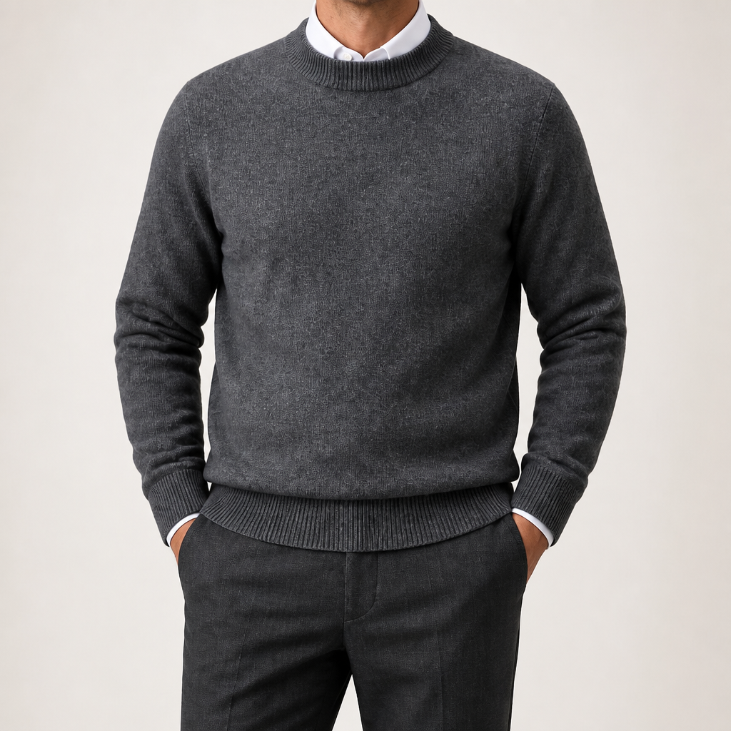 Gunnar | Mens Half Turtleneck Sweater Thick Knit Mock Neck Pullover, Dark Grey