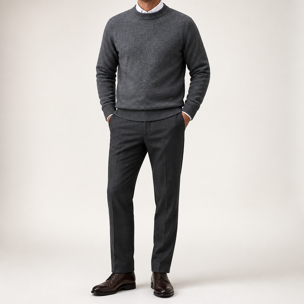 Gunnar | Mens Half Turtleneck Sweater Thick Knit Mock Neck Pullover, Dark Grey