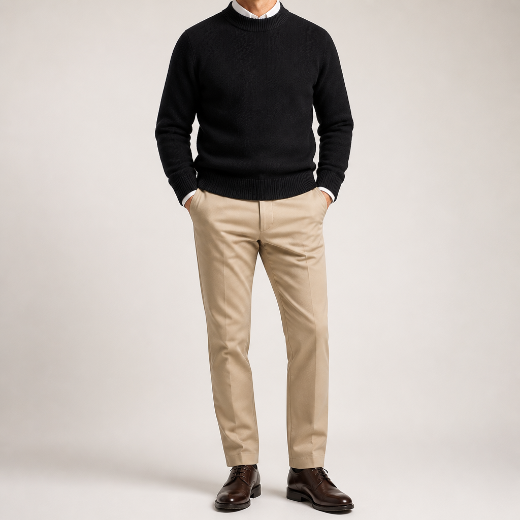 Gunnar | Mens Half Turtleneck Sweater Thick Knit Mock Neck Pullover, Black