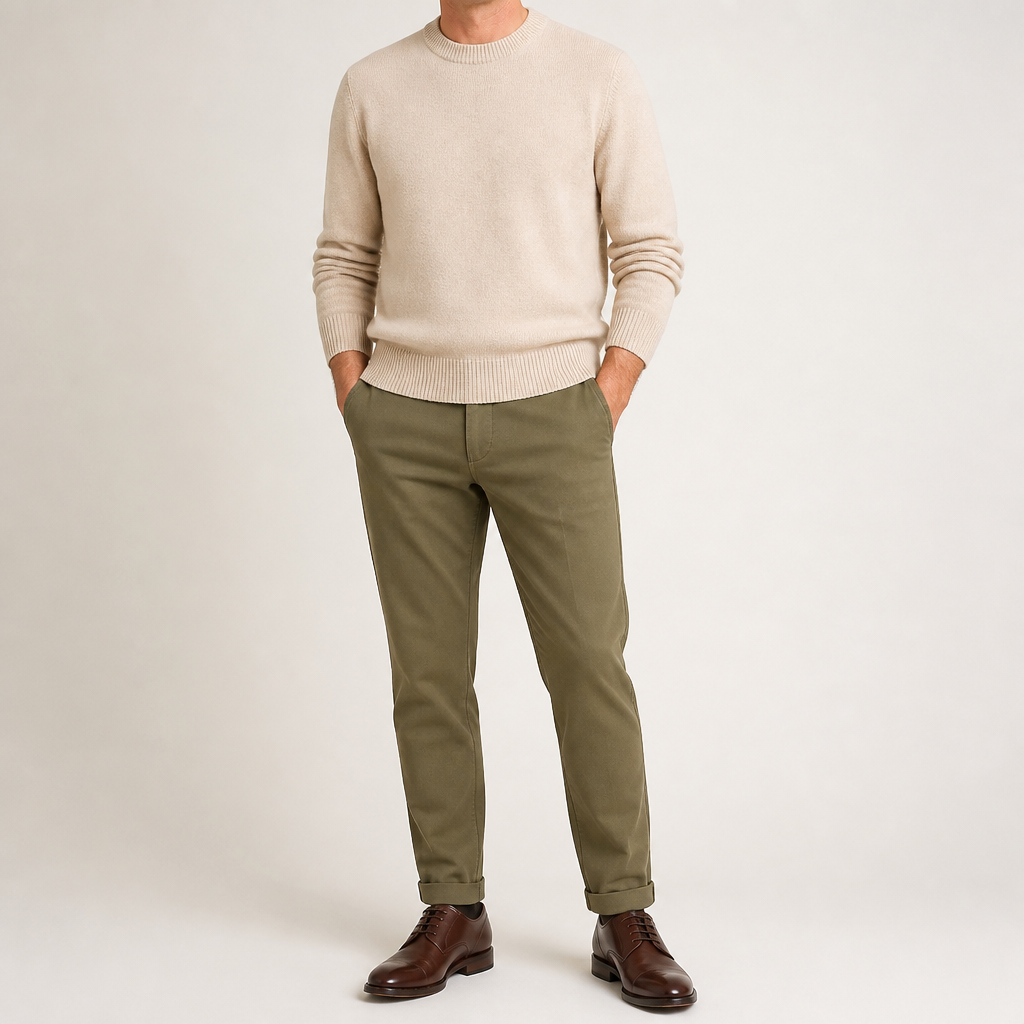 Gunnar | Mens Half Turtleneck Sweater Thick Knit Mock Neck Pullover, Cream