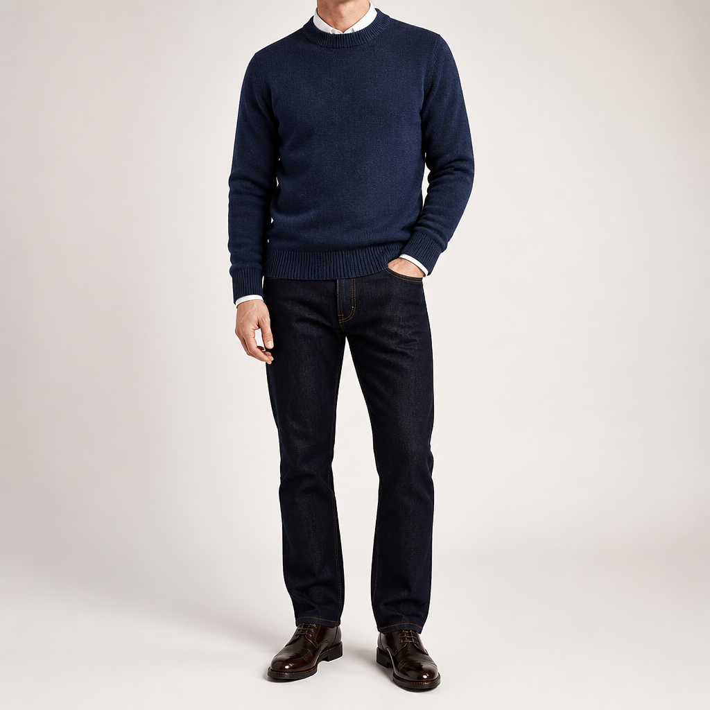 Gunnar | Mens Half Turtleneck Sweater Thick Knit Mock Neck Pullover, Royal Blue