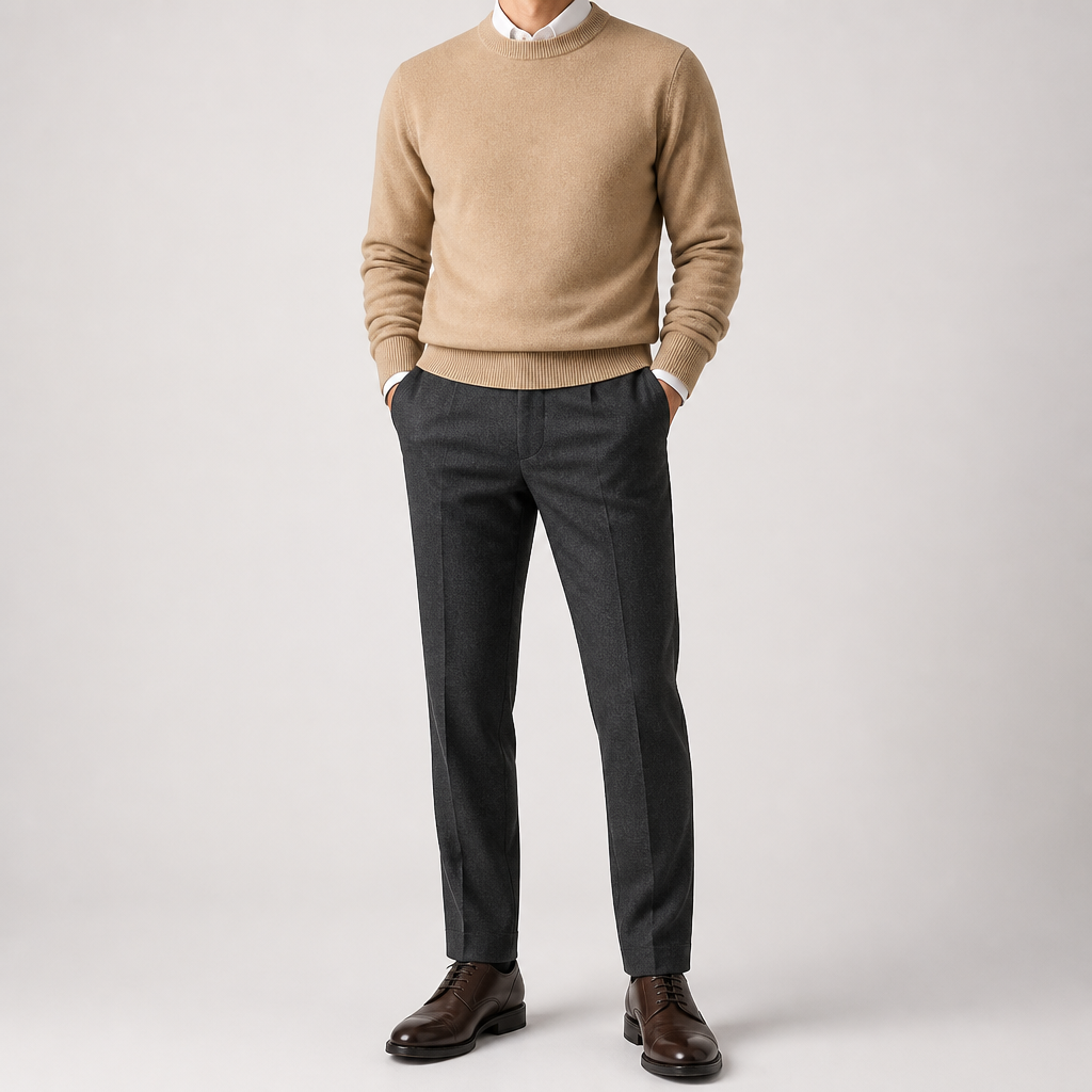 Gunnar | Mens Half Turtleneck Sweater Thick Knit Mock Neck Pullover, Golden Camel