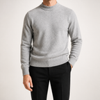Gunnar | Mens Half Turtleneck Sweater Thick Knit Mock Neck Pullover, Light Grey