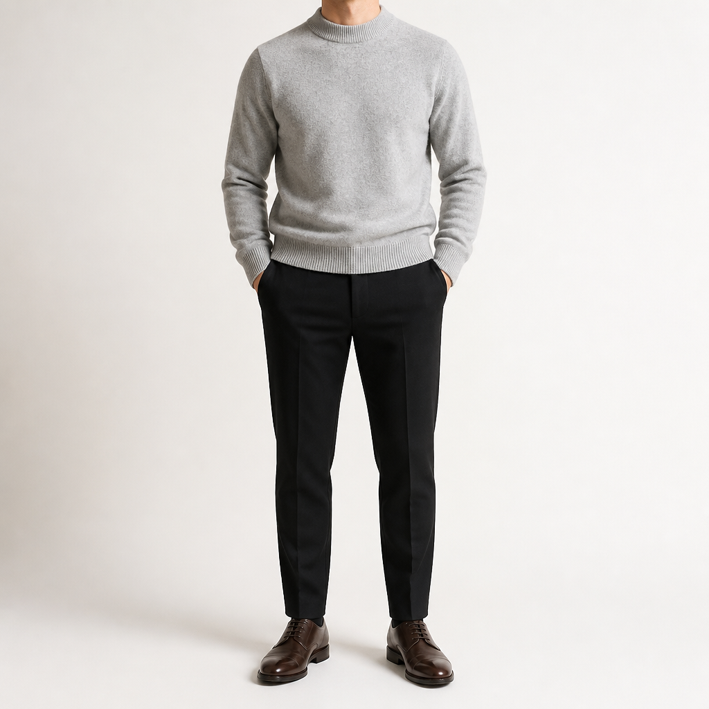 Gunnar | Mens Half Turtleneck Sweater Thick Knit Mock Neck Pullover, Light Grey