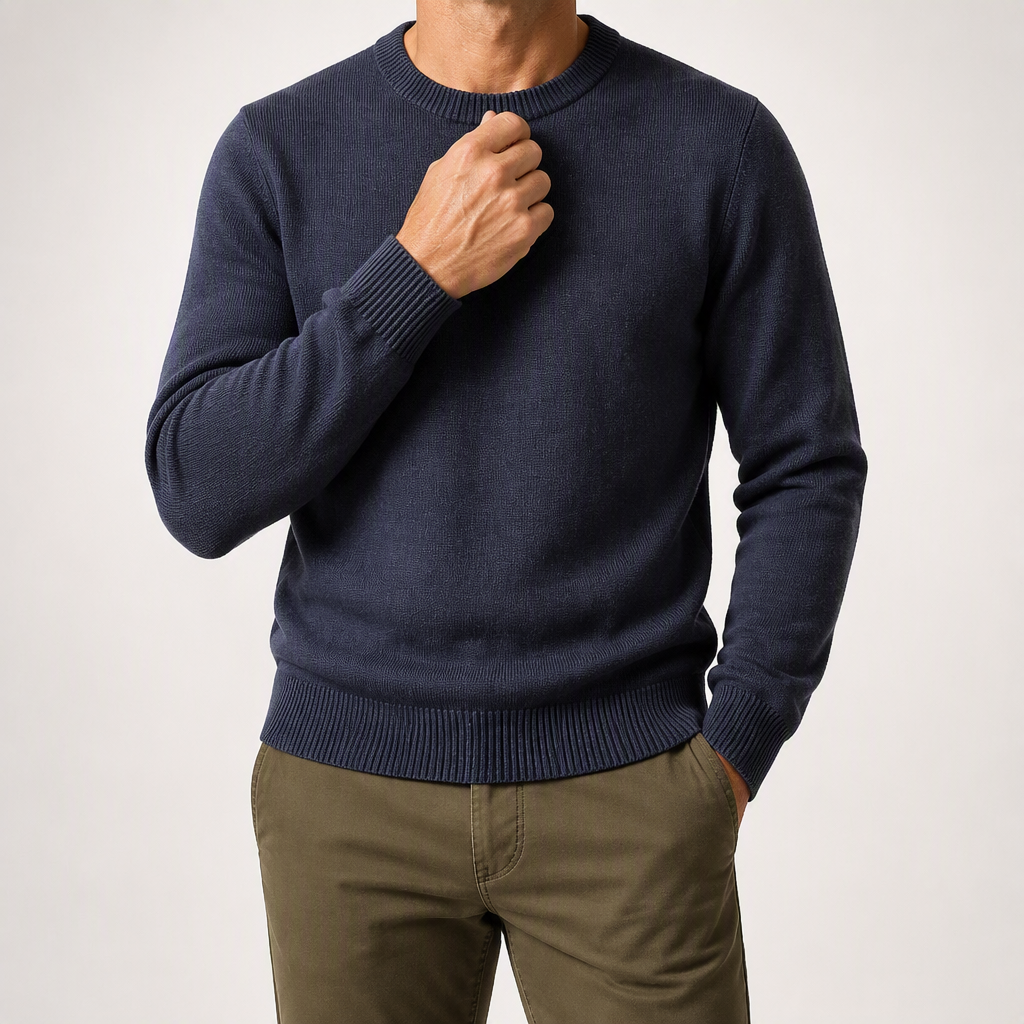 Gunnar | Mens Half Turtleneck Sweater Thick Knit Mock Neck Pullover, Grey Blue