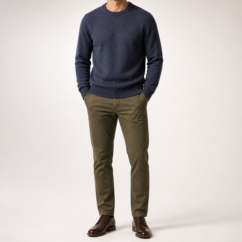 Gunnar | Mens Half Turtleneck Sweater Thick Knit Mock Neck Pullover, Grey Blue