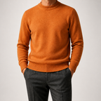 Gunnar | Mens Half Turtleneck Sweater Thick Knit Mock Neck Pullover, Orange