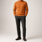 Gunnar | Mens Half Turtleneck Sweater Thick Knit Mock Neck Pullover, Orange