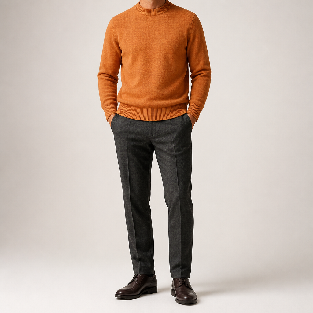 Gunnar | Mens Half Turtleneck Sweater Thick Knit Mock Neck Pullover, Orange