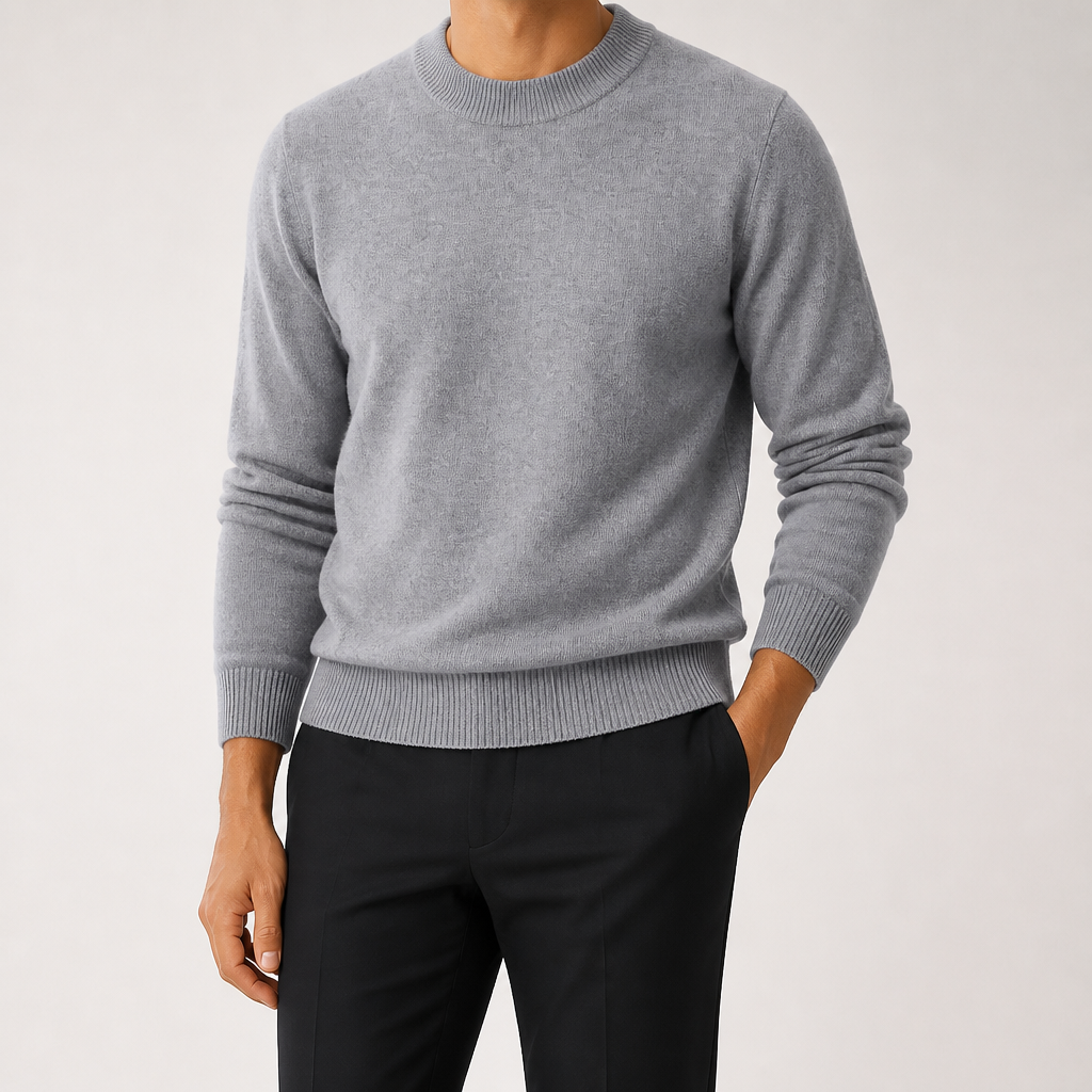 Gunnar | Mens Half Turtleneck Sweater Thick Knit Mock Neck Pullover, Mid Grey