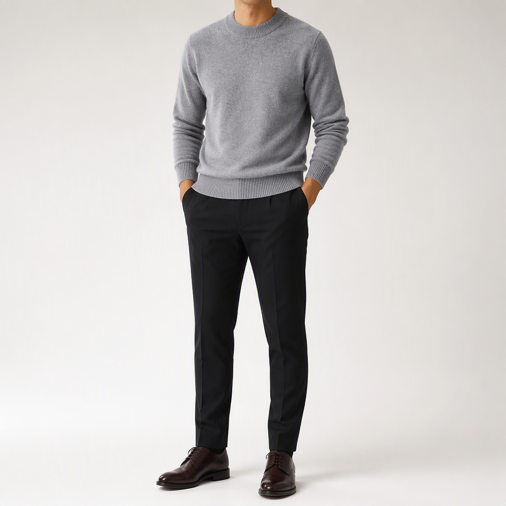 Gunnar | Mens Half Turtleneck Sweater Thick Knit Mock Neck Pullover, Mid Grey