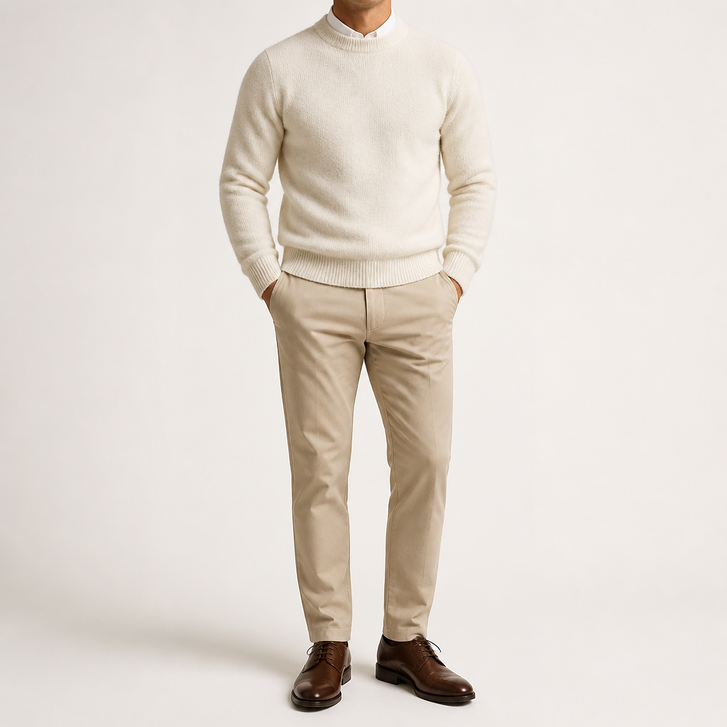 Gunnar | Mens Half Turtleneck Sweater Thick Knit Mock Neck Pullover, White