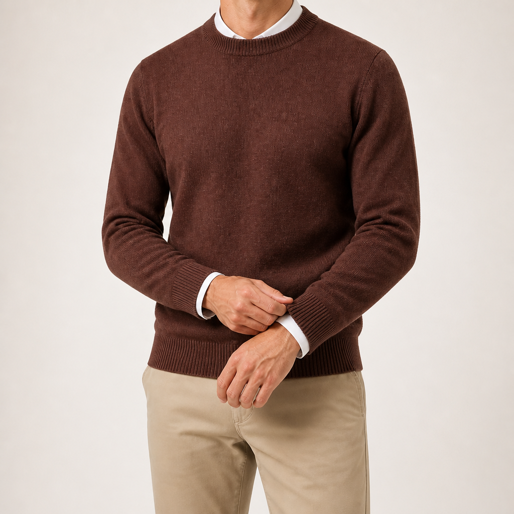 Gunnar | Mens Half Turtleneck Sweater Thick Knit Mock Neck Pullover, Brown