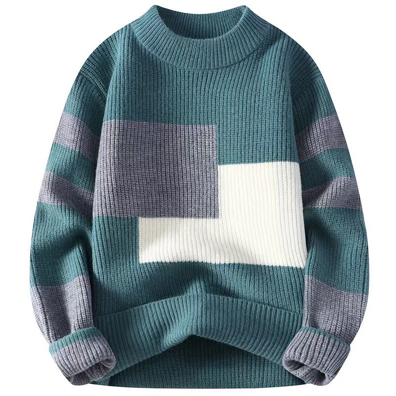 Gus | Mens Knit Sweater Contrast Color Loose Warm Winter Pullover