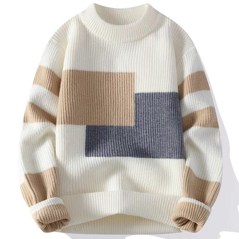 Gus | Mens Knit Sweater Contrast Color Loose Warm Winter Pullover