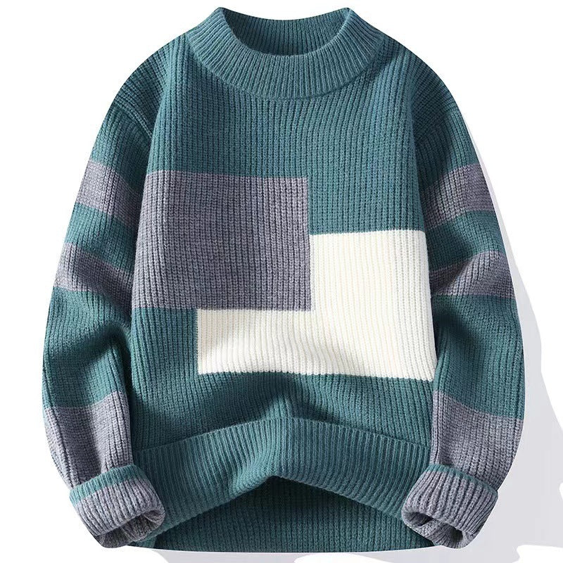 Gus | Mens Knit Sweater Contrast Color Loose Warm Winter Pullover