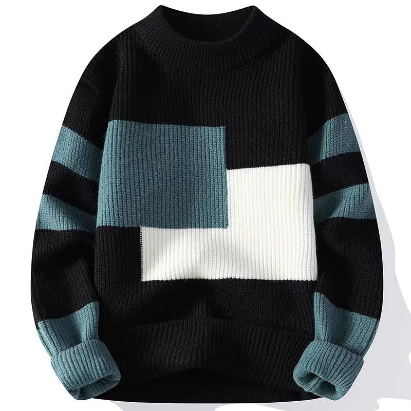 Gus | Mens Knit Sweater Contrast Color Loose Warm Winter Pullover