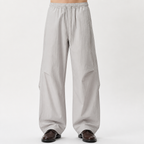 Gustav | Mens Trousers Lightweight Pleated Wide Leg Casual Pants, Beige Gray