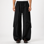 Gustav | Mens Trousers Lightweight Pleated Wide Leg Casual Pants, Black