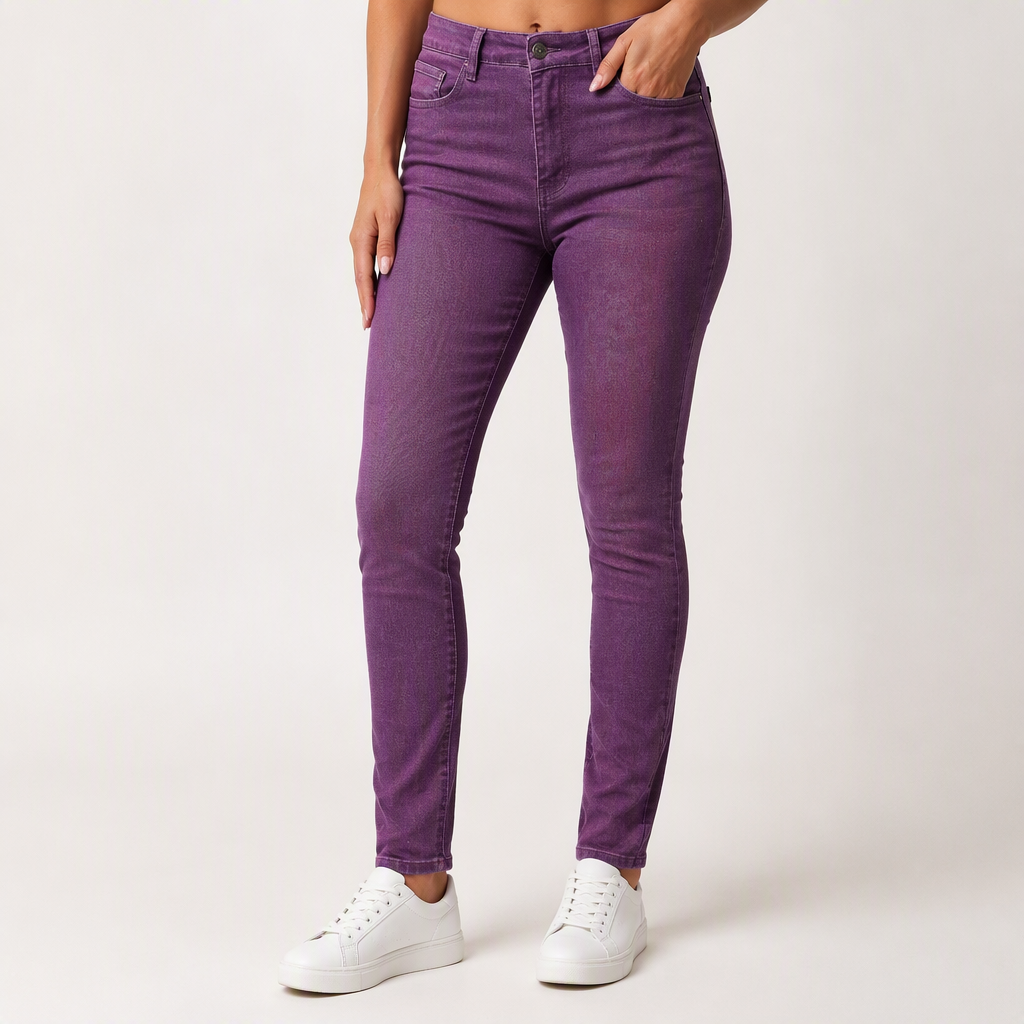 Haley | Womens Purple High Waisted Skinny Stretch Denim Jeans, Purple