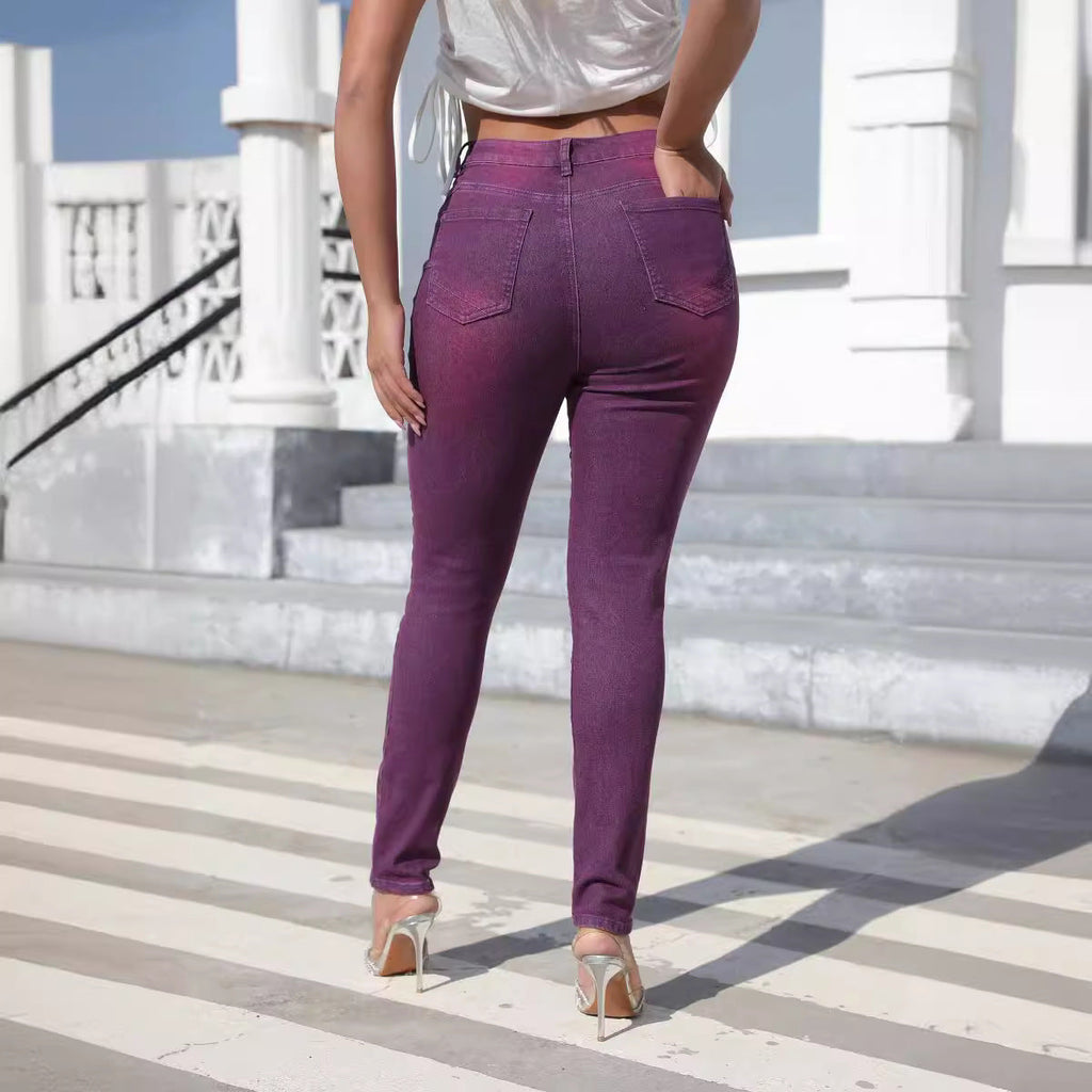 Haley | Womens Purple High Waisted Skinny Stretch Denim Jeans