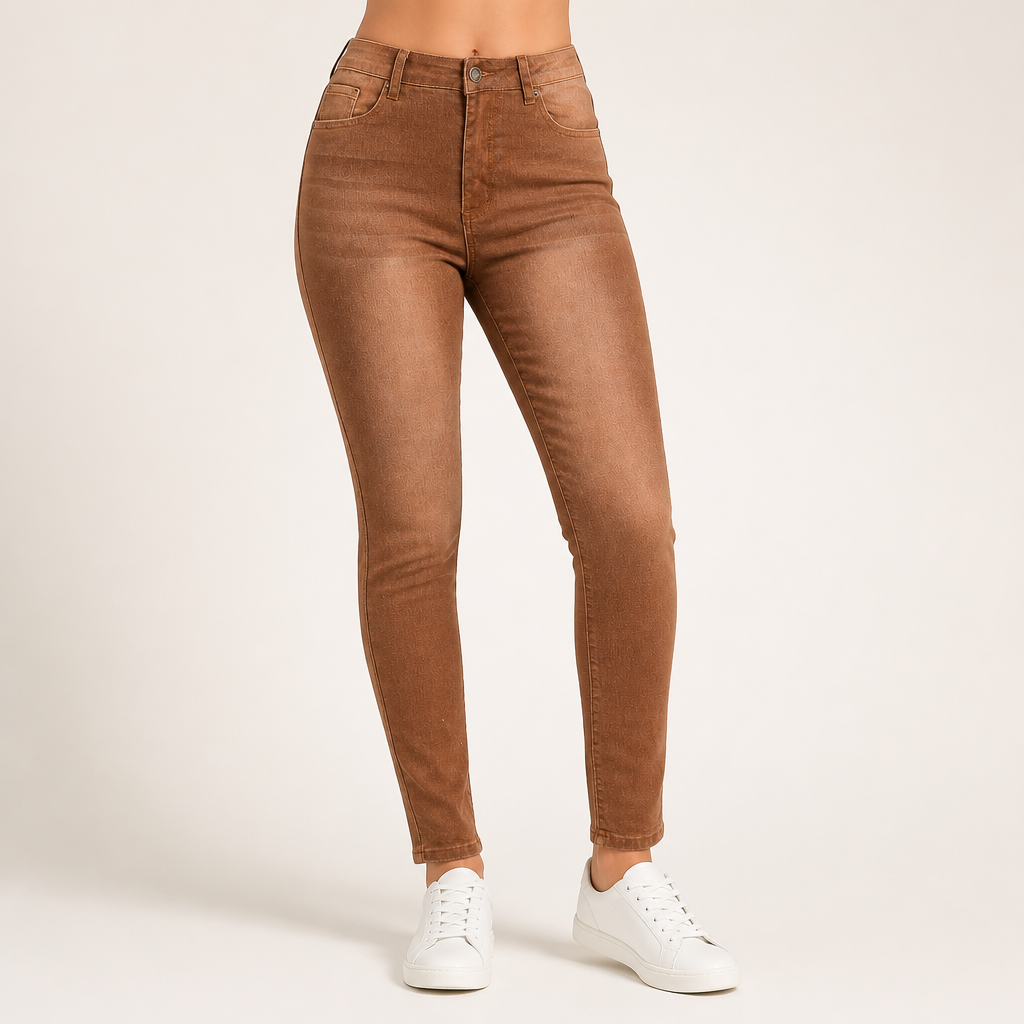 Haley | Womens Purple High Waisted Skinny Stretch Denim Jeans, Brown