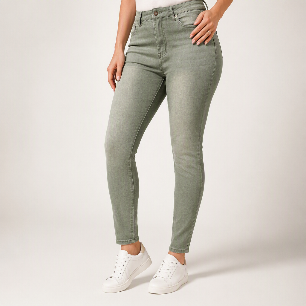 Haley | Womens Purple High Waisted Skinny Stretch Denim Jeans, Green